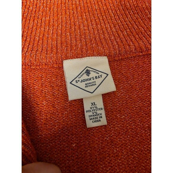 St. Johns Bay Orange Cable Knit Half-Zip Sweater XL Polyester/Spandex - Picture 10 of 11